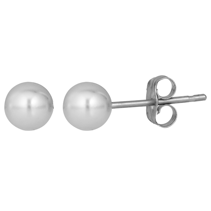 14K Gold 8MM Pearl Stud Earring-White | Push Back