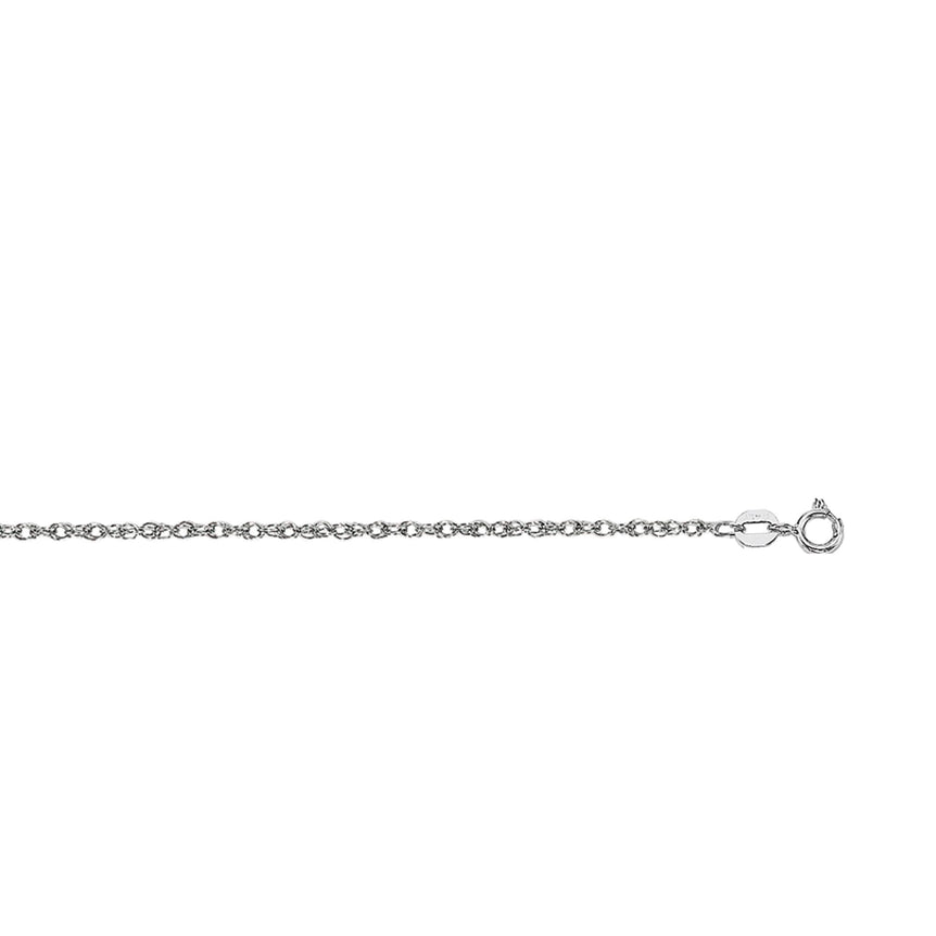 14K Gold 1.2mm Machine Rope Chain (Carded) -White | Spring Ring
