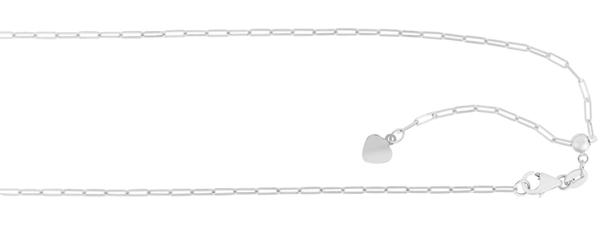14K Gold 1.5mm Adjustable Paperclip Chain-White | Pear Shaped Lobster