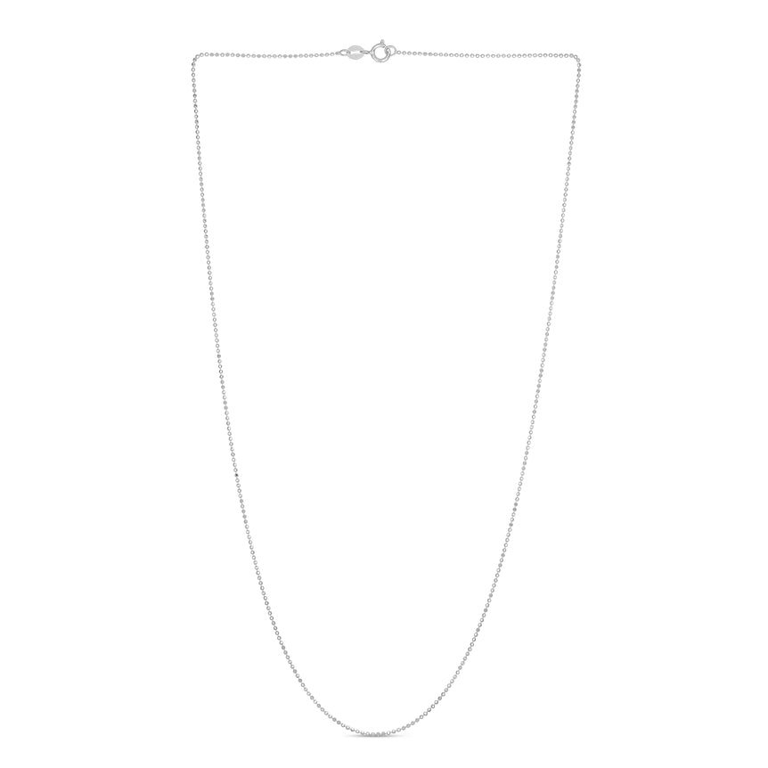 14K Gold 0.9mm Diamond Cut Bead Chain-White | Spring Ring