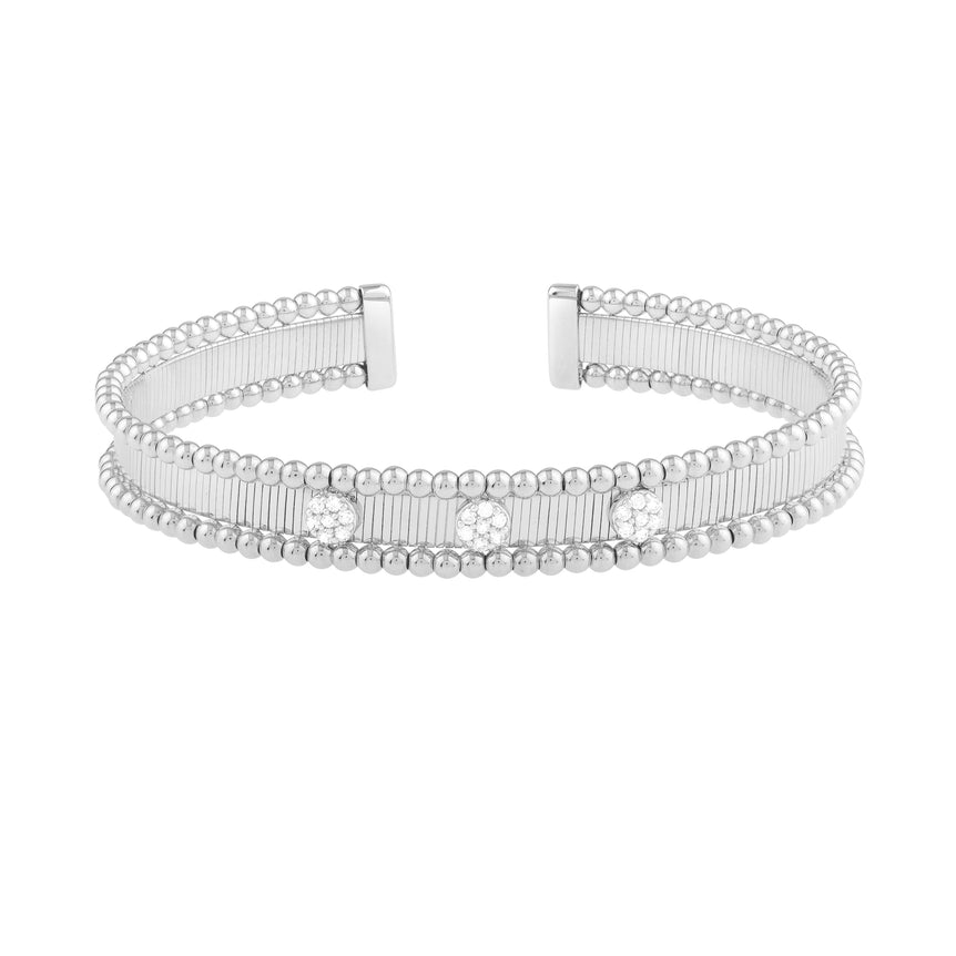 14K Pallina Diamond Bangle -White | Cuff