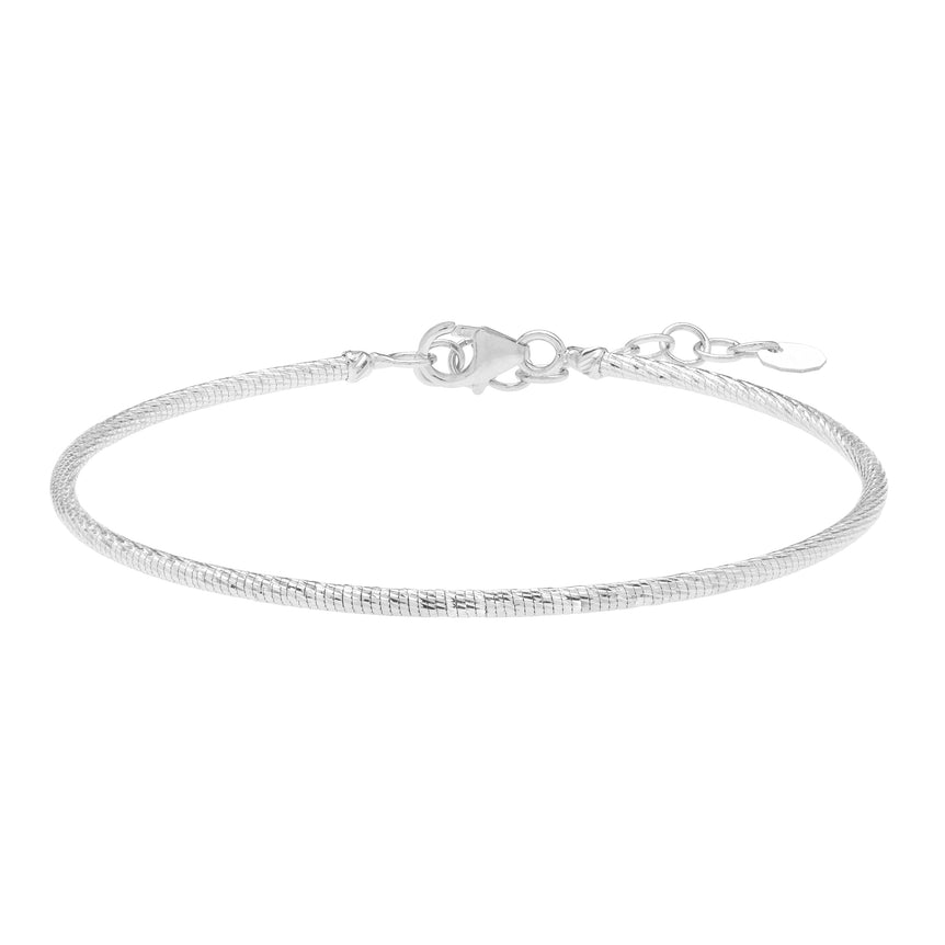 14K Diamond Cut Stack Bangle-White | Pear Shaped Lobster
