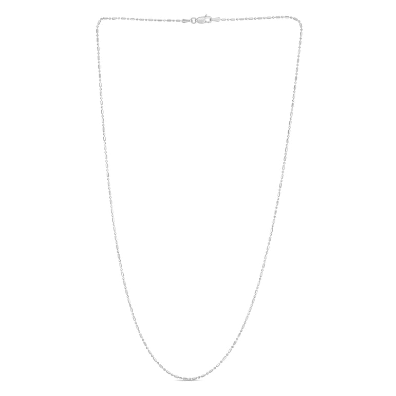 14K Gold 0.9mm Diamond Cut Bar and Bead Chain-White | Lobster