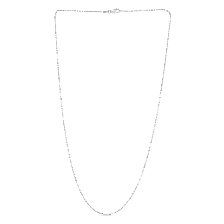 14K Gold 1.1mm Diamond Cut Bar and Bead Chain-White | Lobster