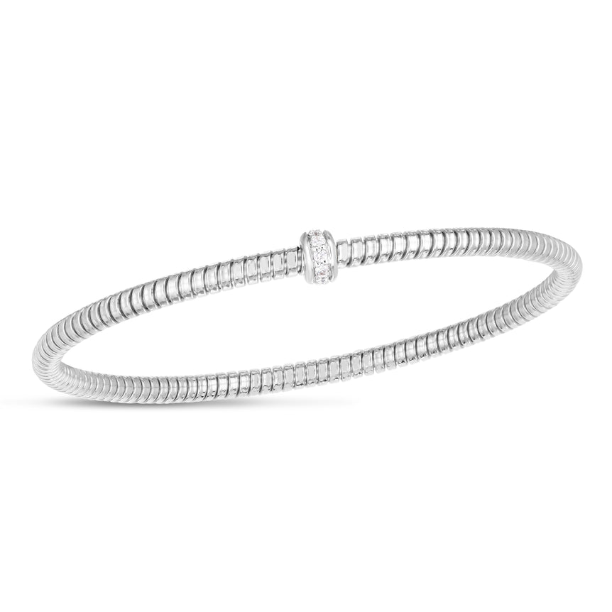 14K Stretch Tubogas Diamond Bracelet-White