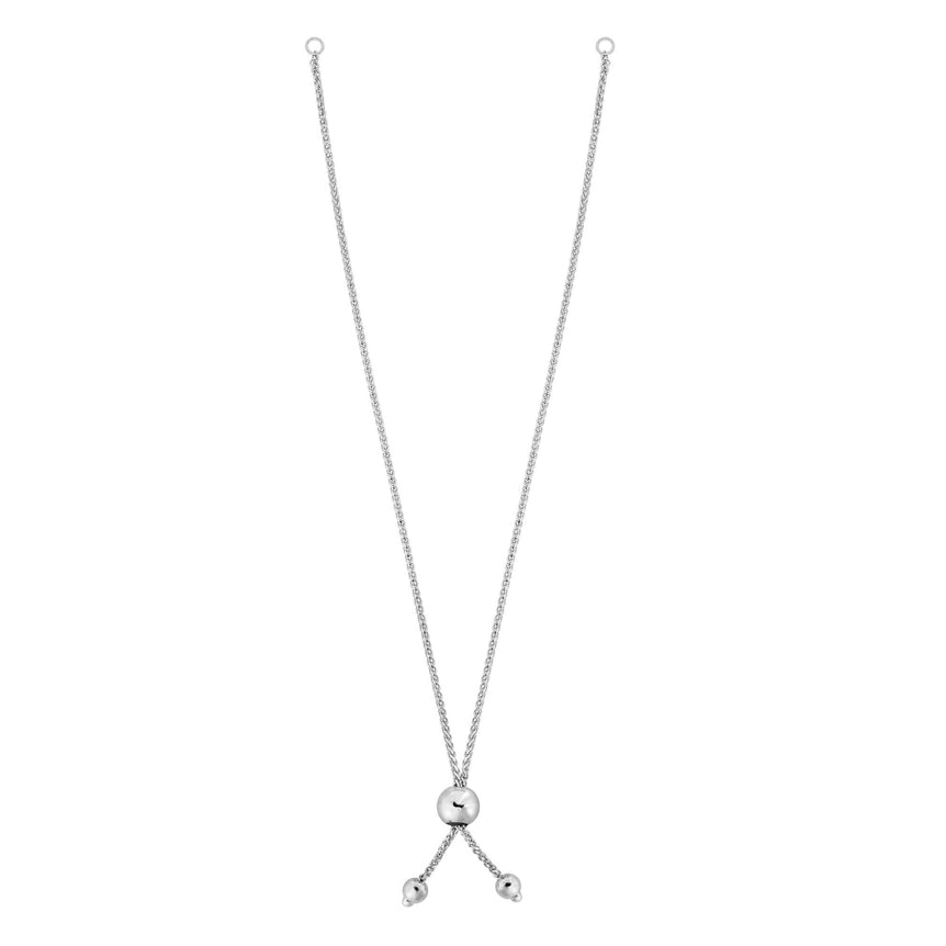 14K Gold Round Wheat Chain with Ball Slide Friendship Bracelet-White | Draw String