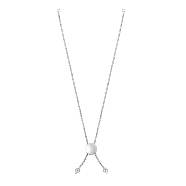 14K Gold Round Wheat Chain with Disc Slide Friendship Bracelet-White | Draw String