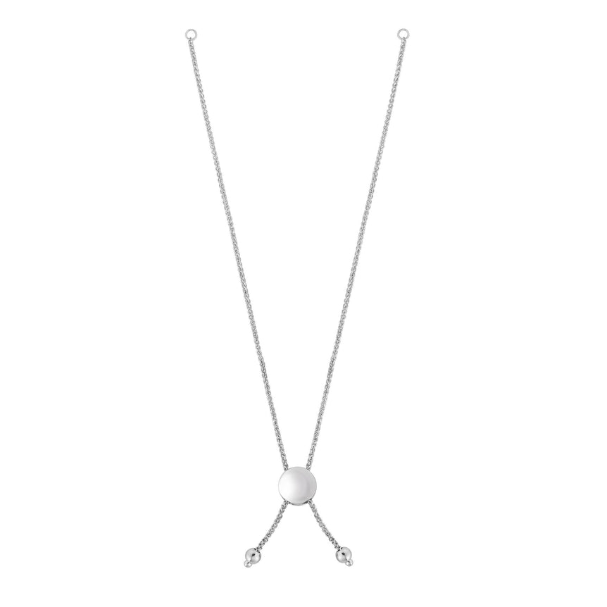 14K Gold Round Wheat Chain with Disc Slide Friendship Bracelet-White | Draw String
