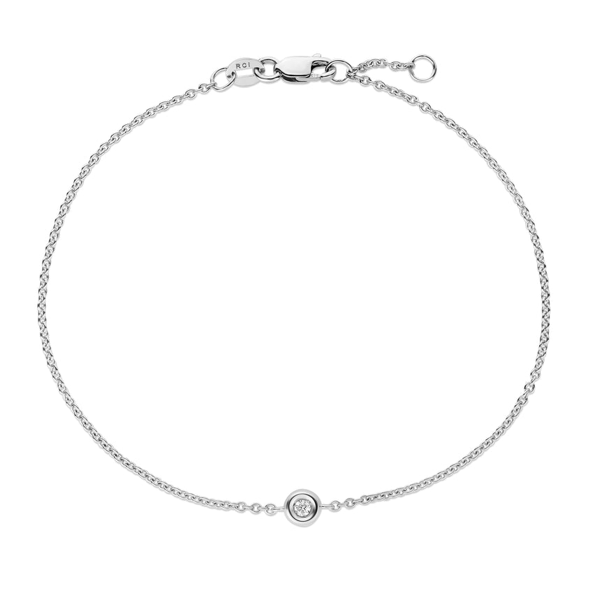 14K Gold Solo Diamond Bracelets-White | Lobster