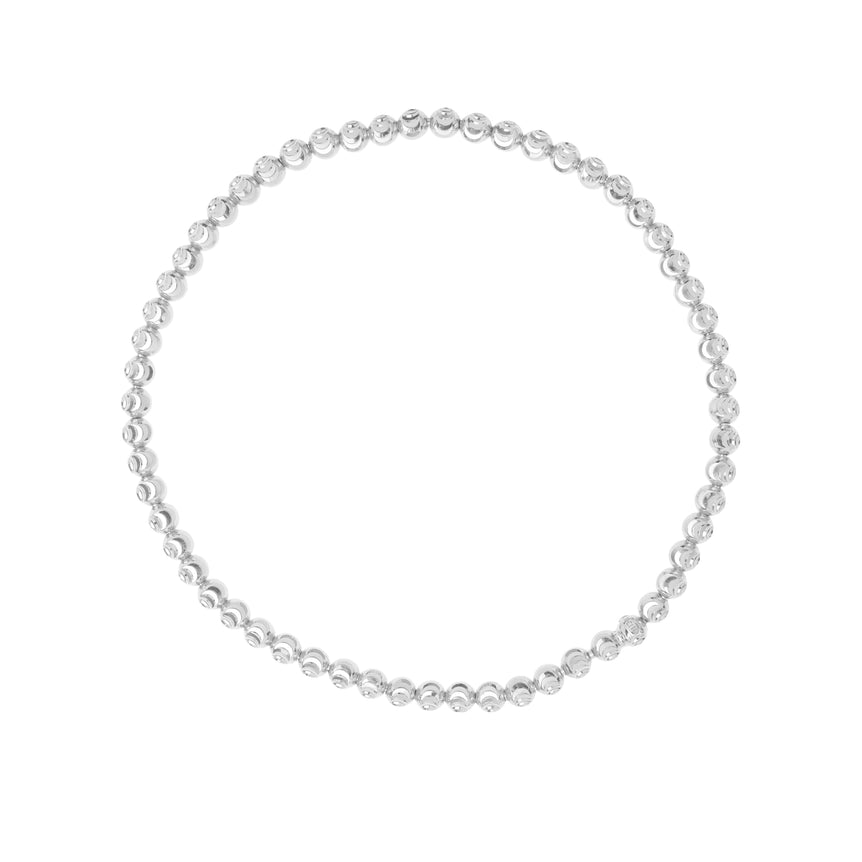 14K Moon-Cut Bead Stretch Bracelet-White | Stretchable