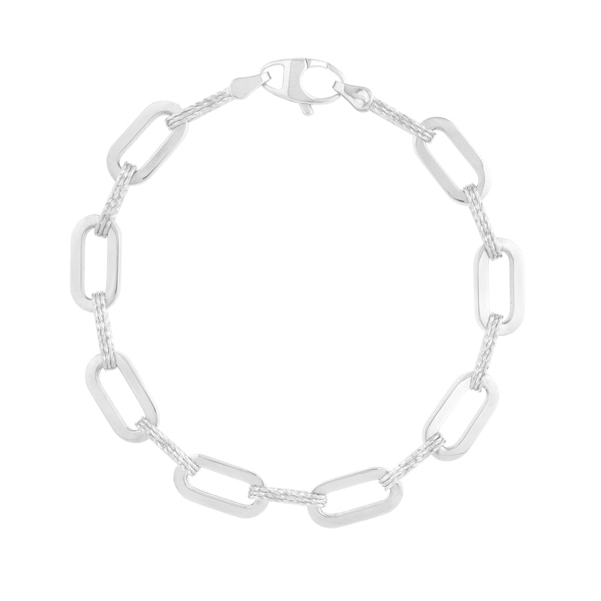 14K 7mm Diamant√© Paperclip Bracelet-White | Lobster