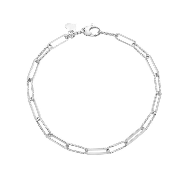 14K Mini Diamante Paperclip Chain-White | Lobster
