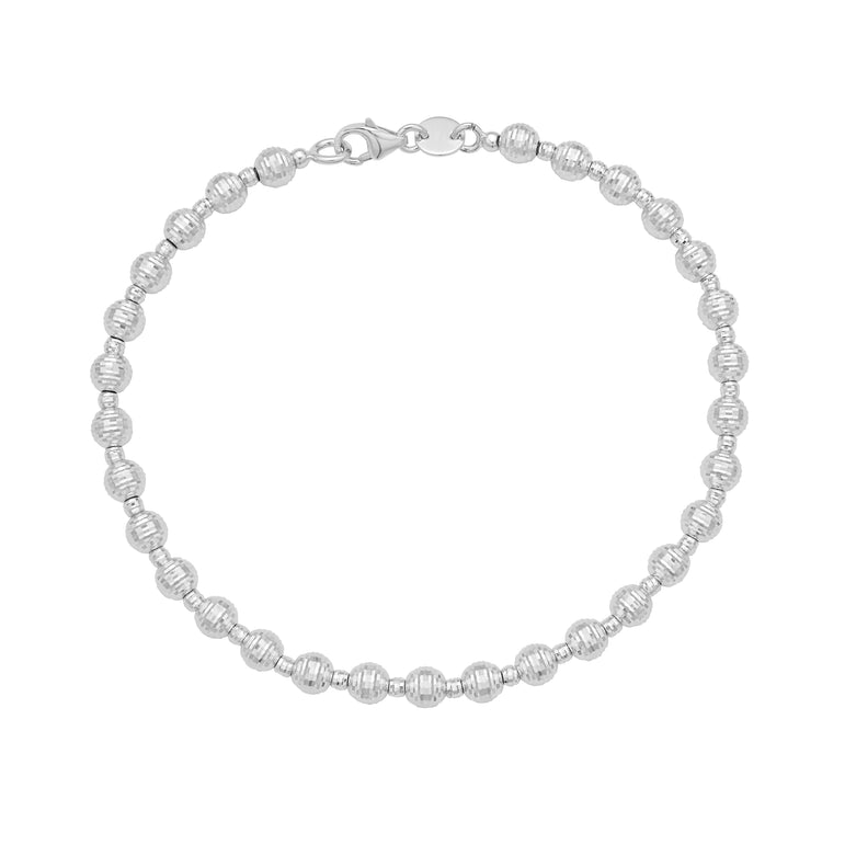 14K Disco DC Bead Bracelet-White | Lobster
