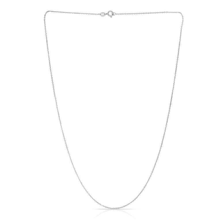14K Gold 1.1mm Diamond Cut Cable Chain -White | Spring Ring