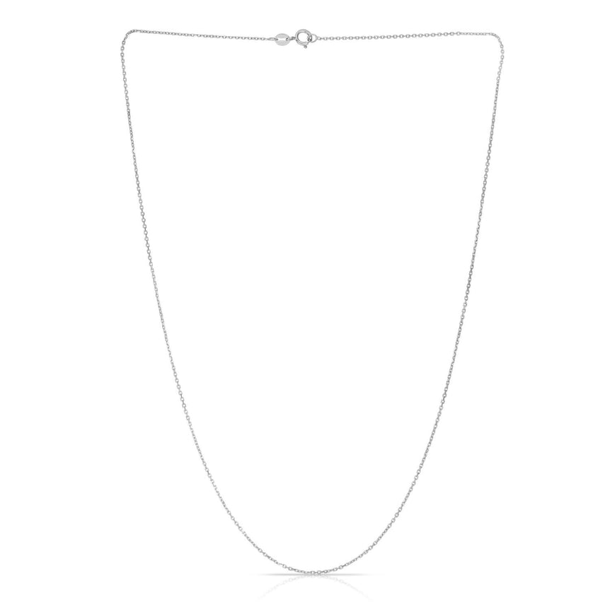 14K Gold 1.1mm Diamond Cut Cable Chain -White | Spring Ring