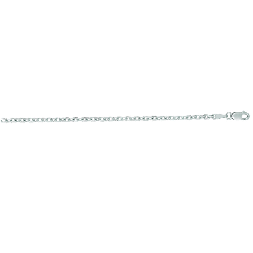 14K Gold 2.3mm Diamond Cut Cable Chain -White | Lobster