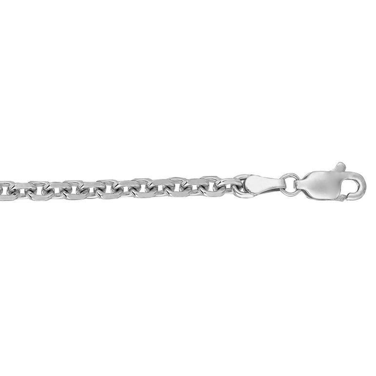 14K Gold 3.7mm DC Cable Chain-White | Lobster