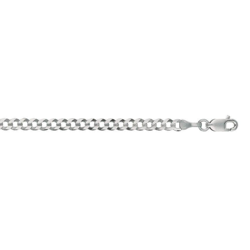 14K Gold 3.6mm Comfort Curb Chain -White | Lobster