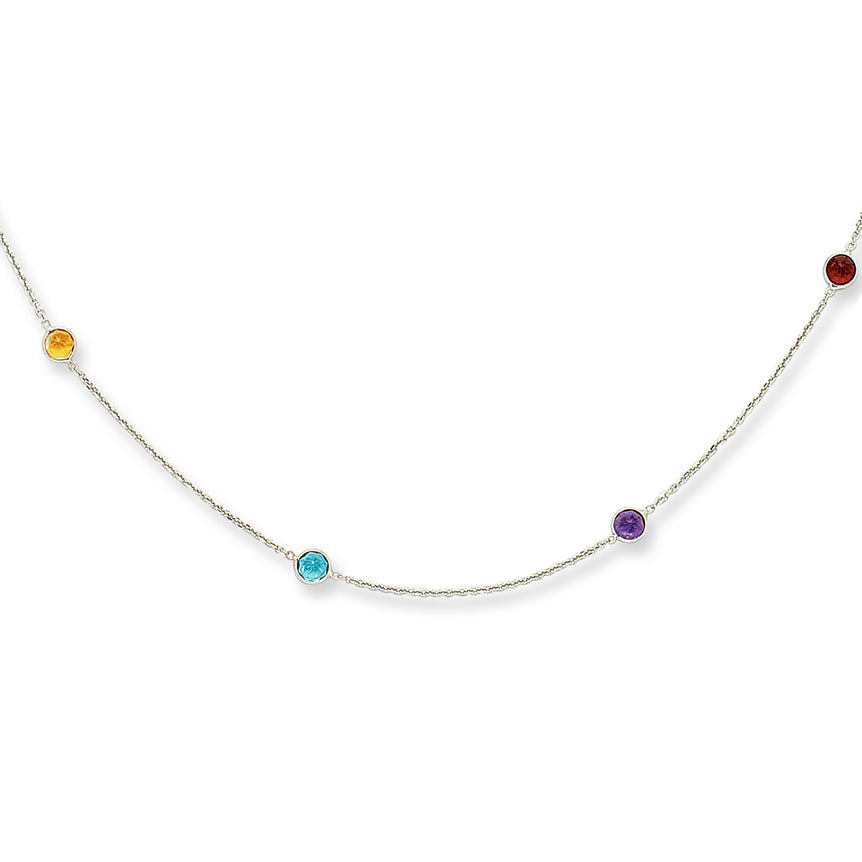 14K Gold Semi-Precious Necklace-White | Spring Ring
