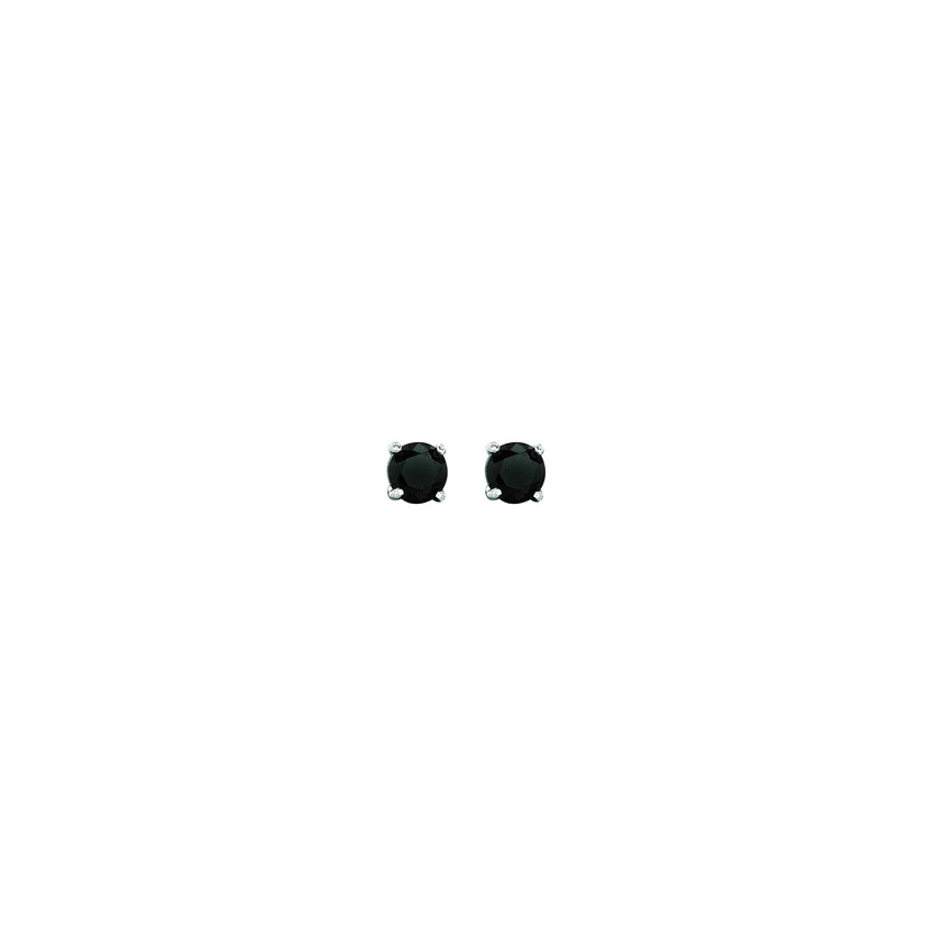 14K Gold 3mm Black CZ Stud Earring-White | Push Back