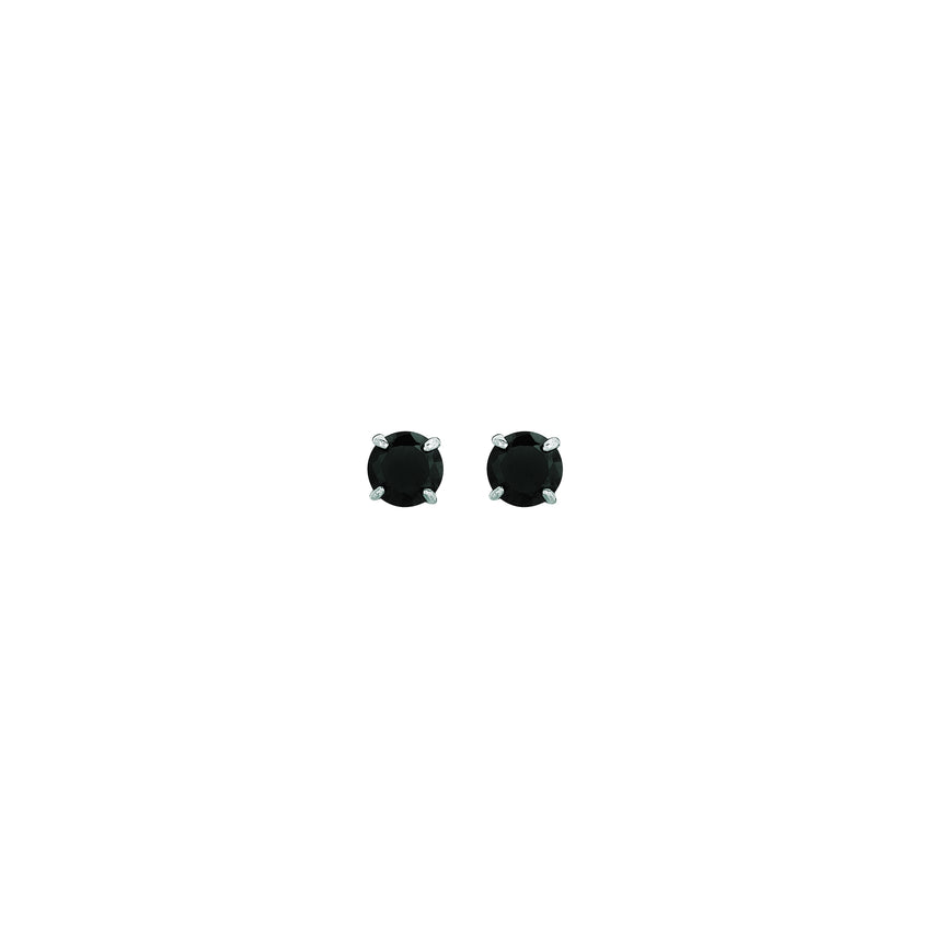 14K Gold 4mm Black CZ Stud Earring-White | Push Back