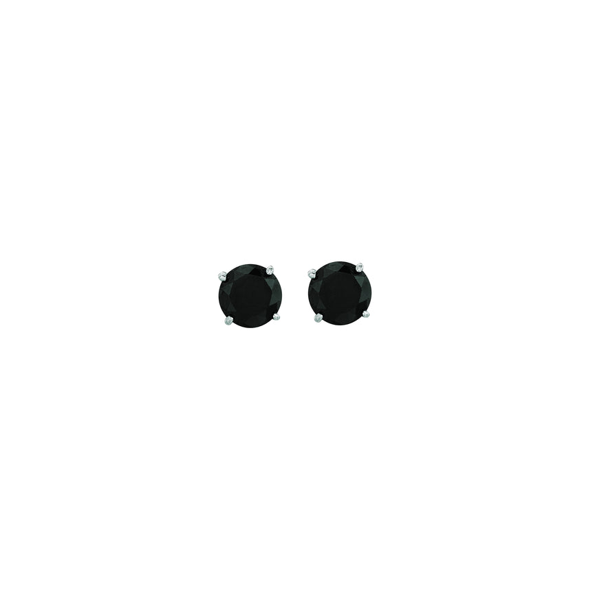 14K Gold 5mm Black CZ Stud Earring-White | Push Back