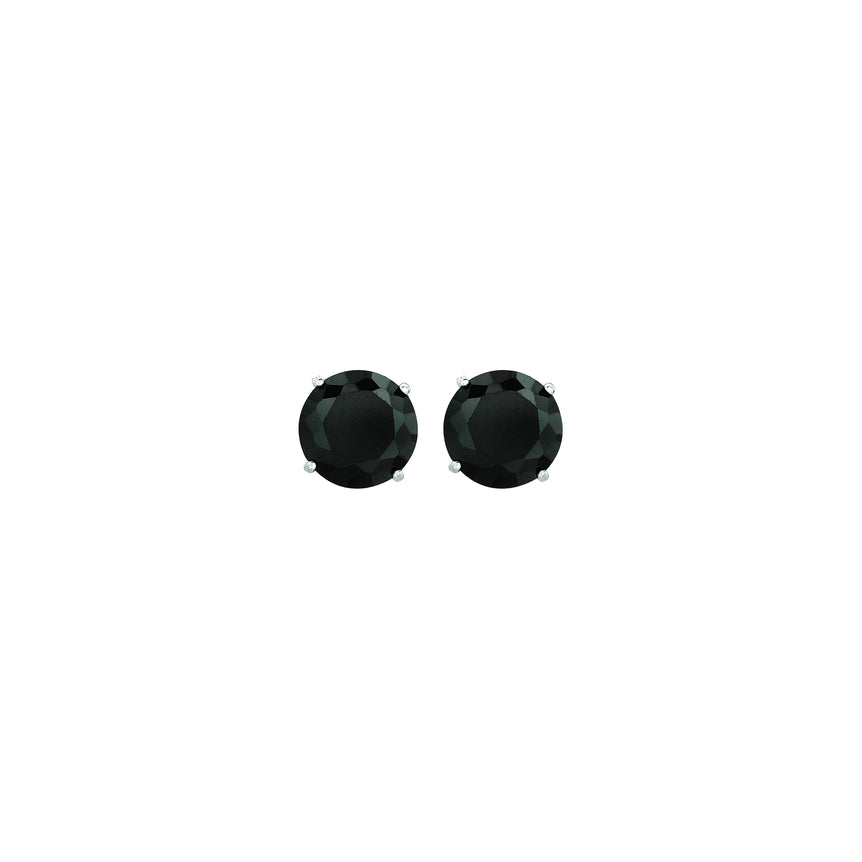14K Gold 6mm Black CZ Stud Earring-White | Push Back