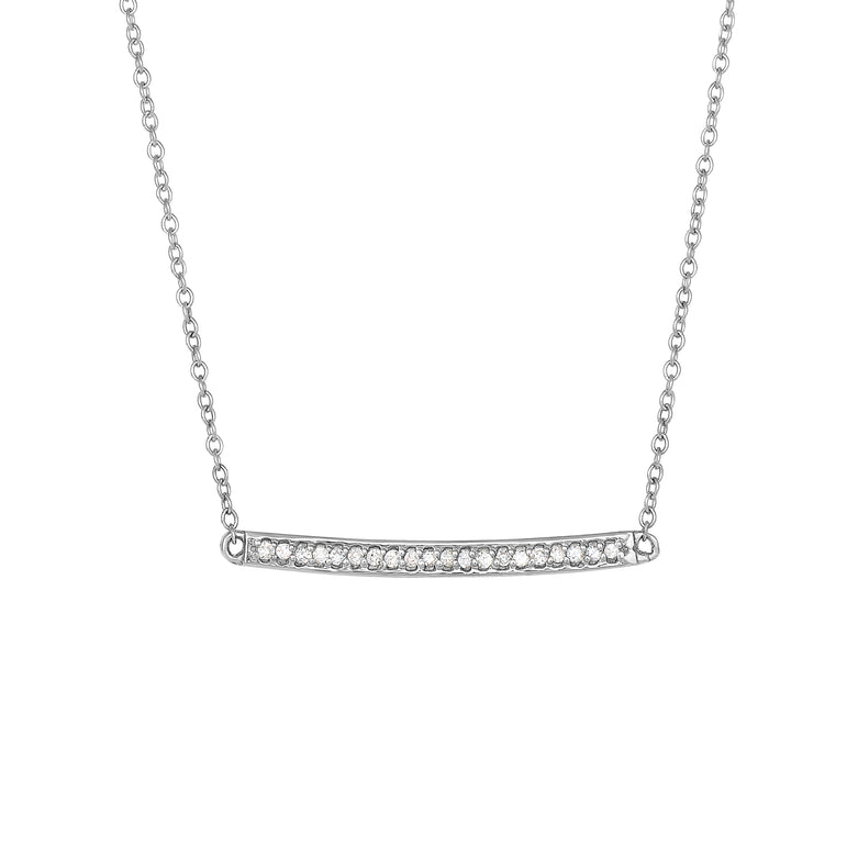 14K Gold .12ct Diamond Bar Necklace-White | Lobster