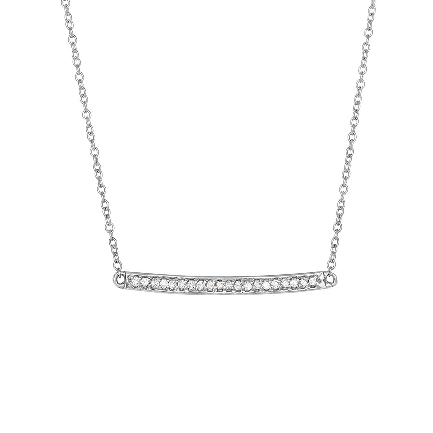 14K Gold .12ct Diamond Bar Necklace-White | Lobster