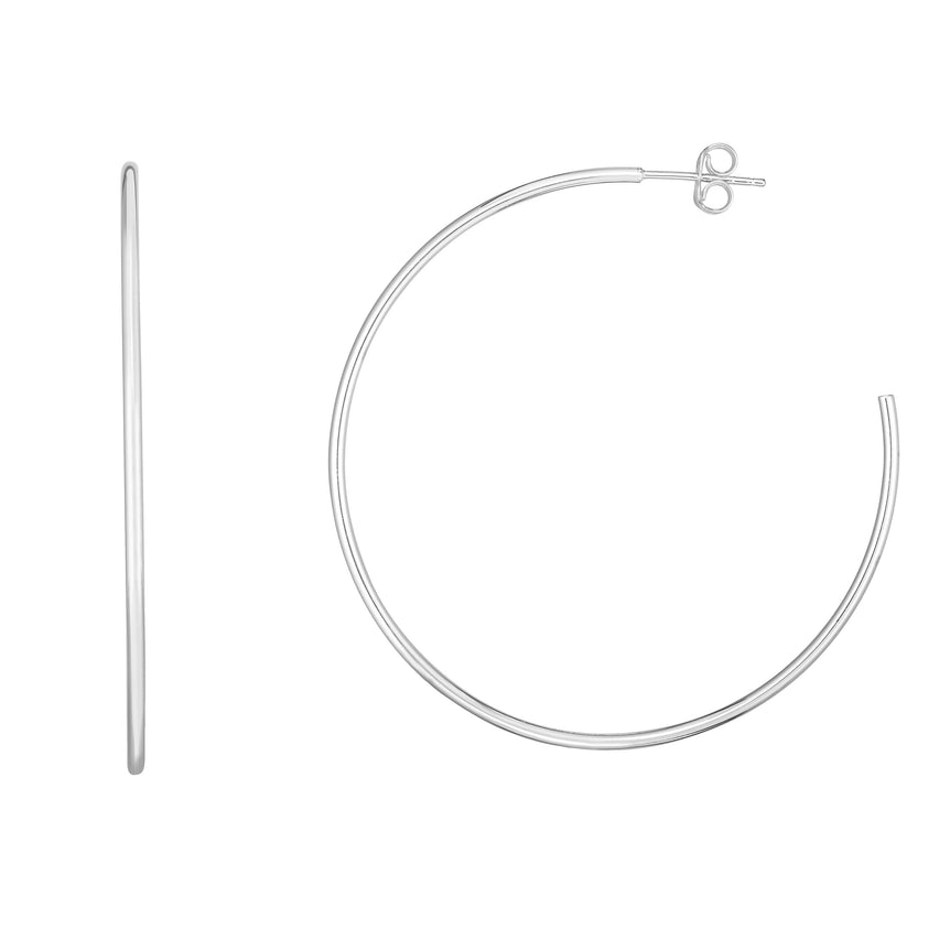 14K Gold 1.5x50mm Polished C Hoop Earring-White | Push Back