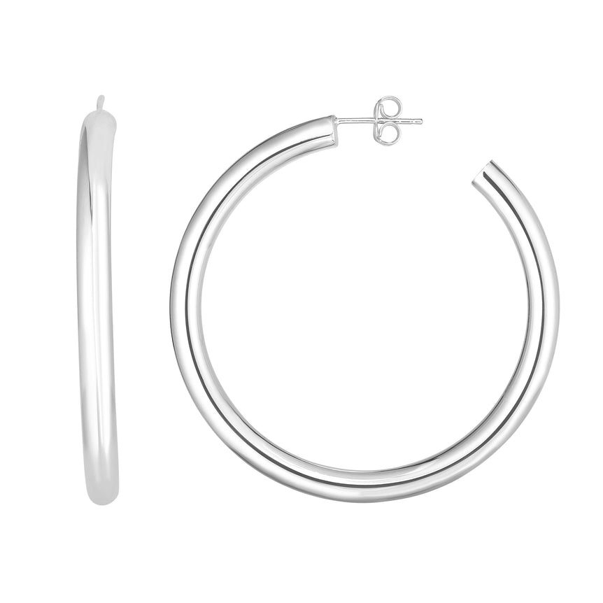 14K Gold 4mm Polished C Hoop Earring-White | Push Back