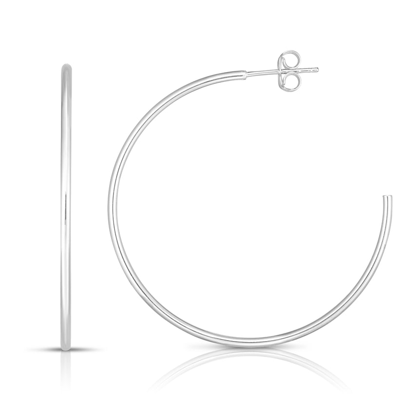 14K Gold 1.5x40mm Polished C Hoop Earring-White | Push Back