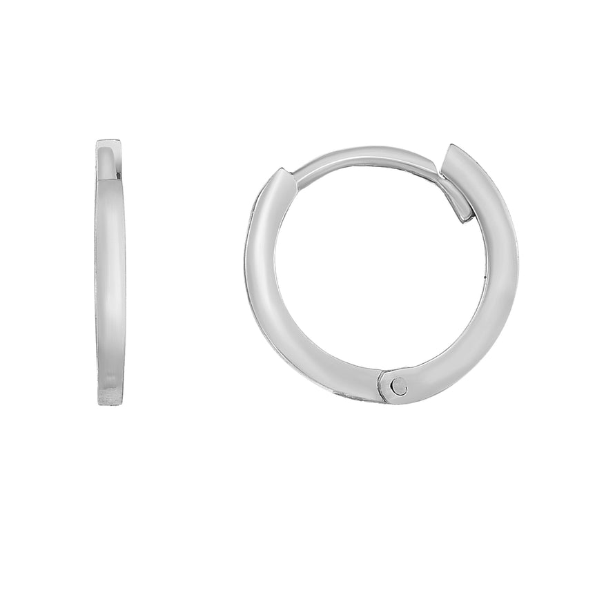 14K Gold Thin Polished Huggie Earring-White | Snap