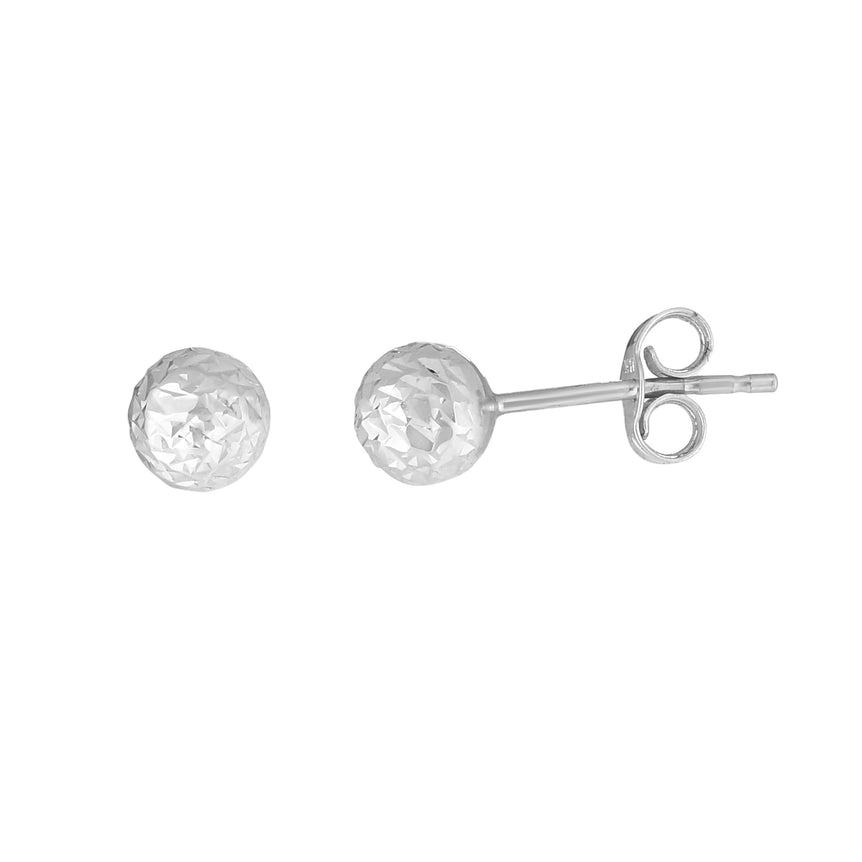 14K Gold 5mm Crystal Cut Post Earring-White | Push Back