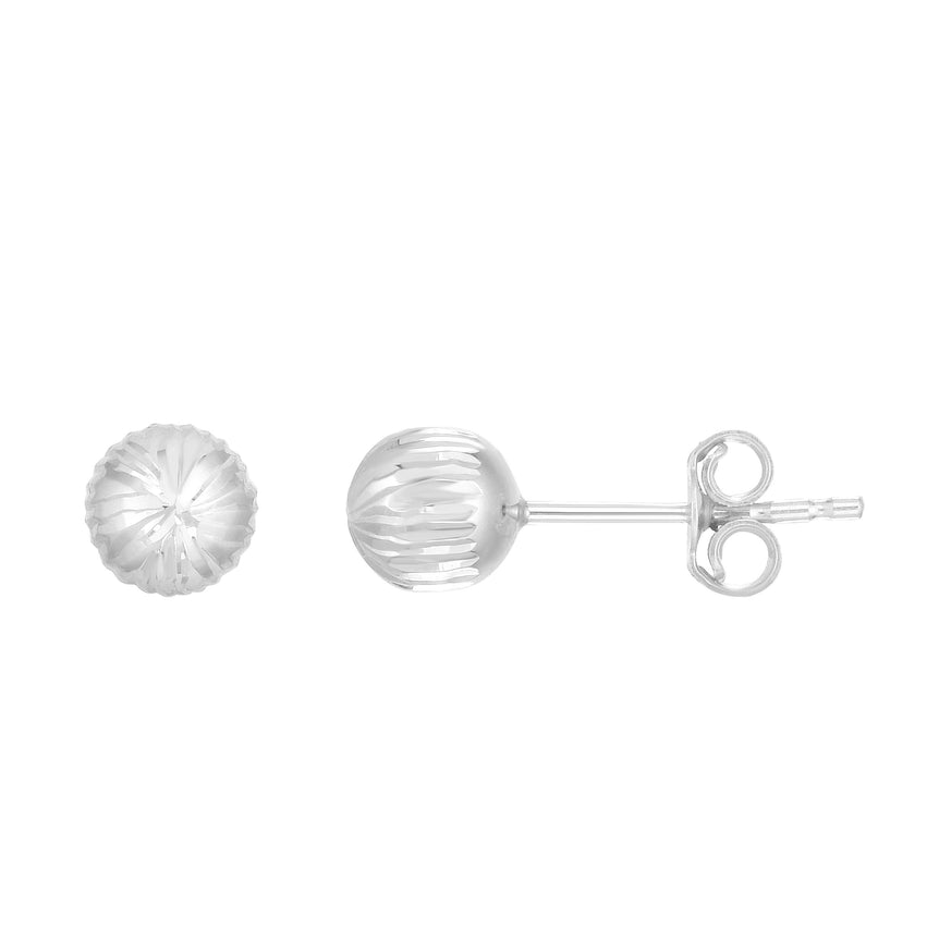 14K Gold 5mm Linear Cut Post Earring-White | Push Back
