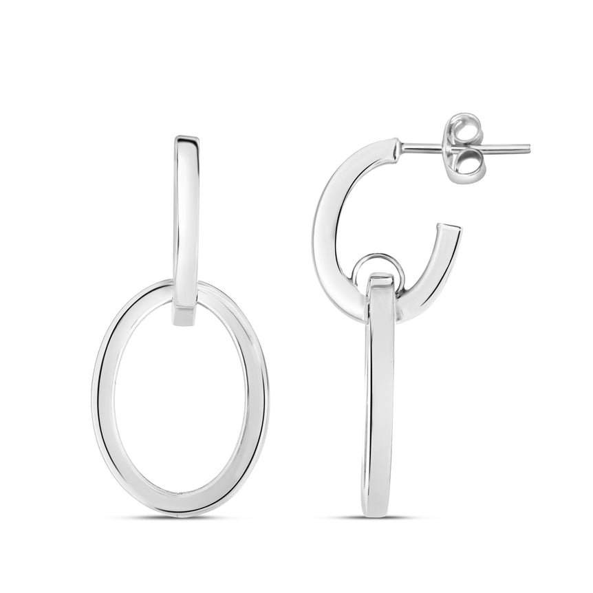 14K Gold Interlocking Drop Hoops-White | Push Back