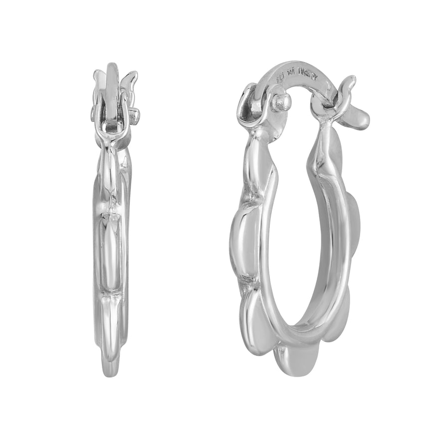 14K Scalloped Hoop-White | Hinged