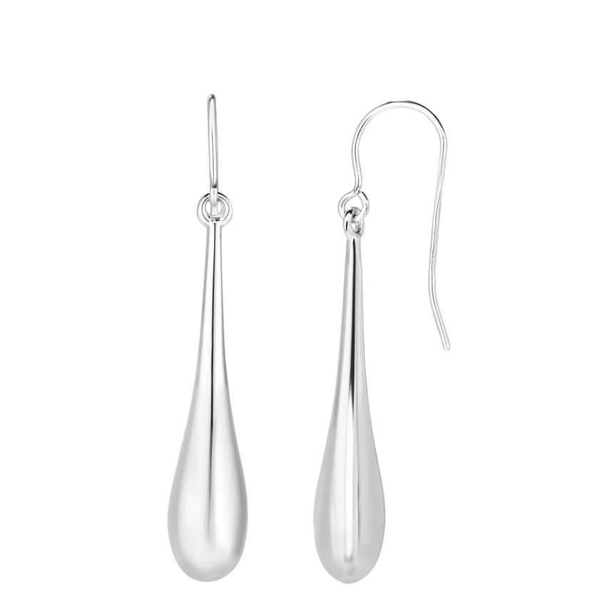 14K Gold Polished Graduated Tear Drop Earring-White | Euro Wire