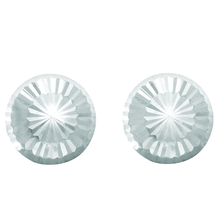 14K Gold Small Diamond Cut Burst Post Earring-White | Push Back