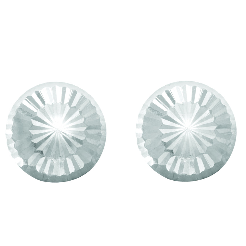 14K Gold Small Diamond Cut Burst Post Earring-White | Push Back