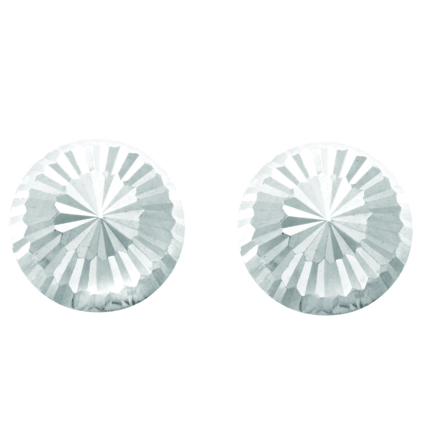 14K Gold Large Diamond Cut Burst Post Earring-White | Push Back