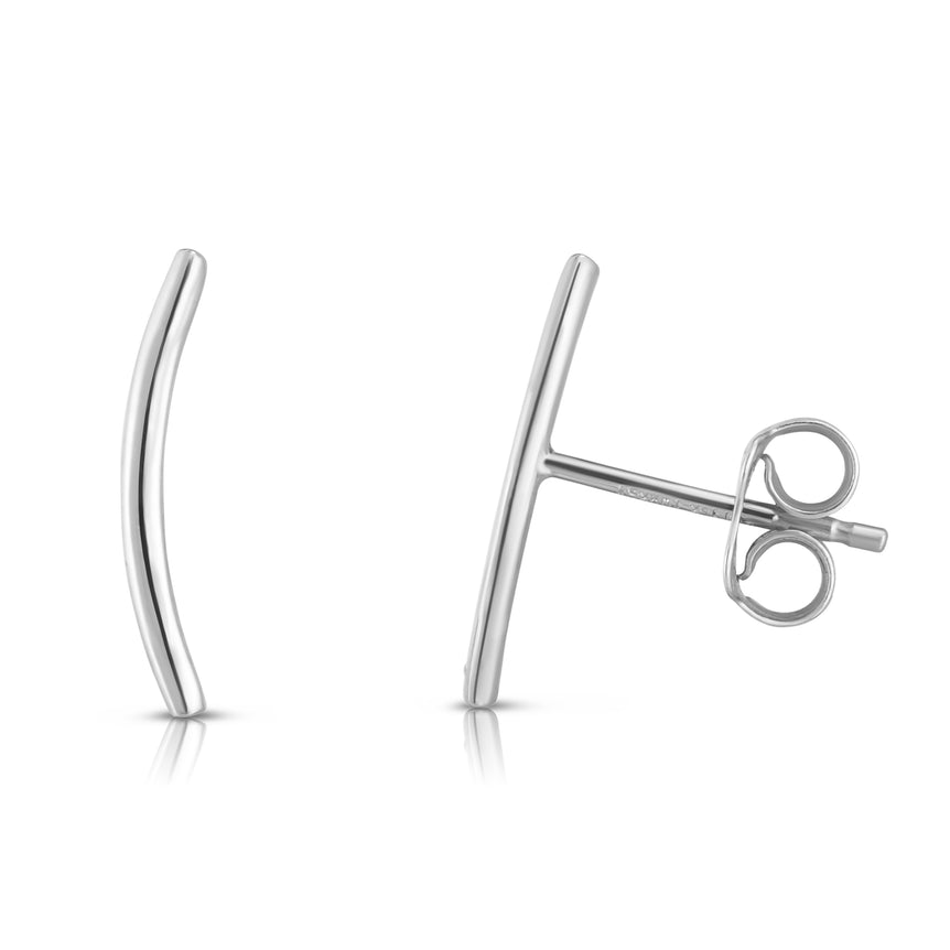 14K Gold Small Polished Ear Climber-White | Push Back