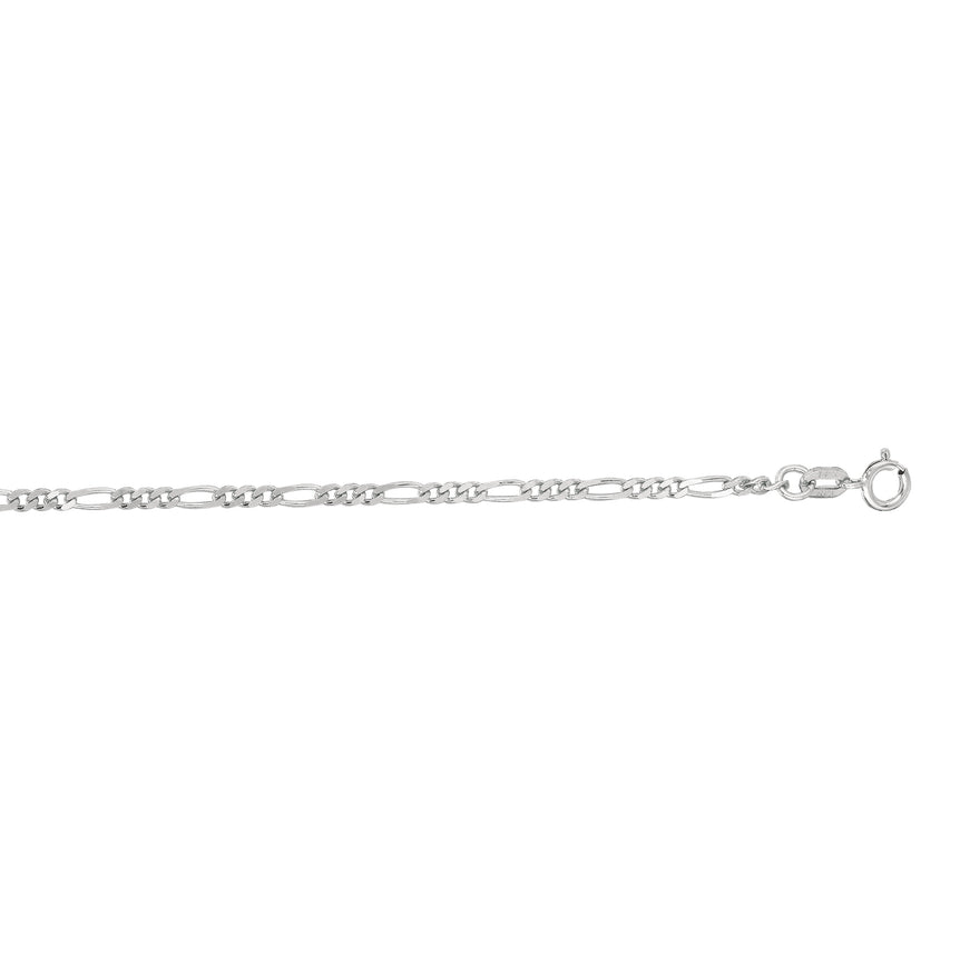 14K Gold 1.9mm Figaro Chain -White | Spring Ring