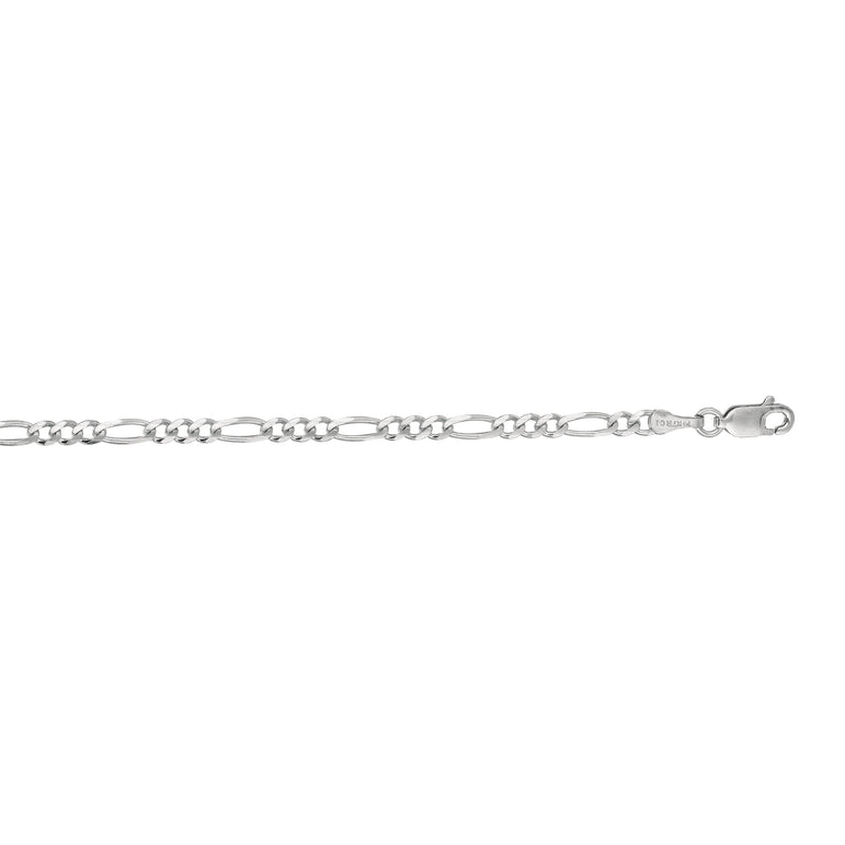 14K Gold 3mm Figaro Chain -White | Lobster