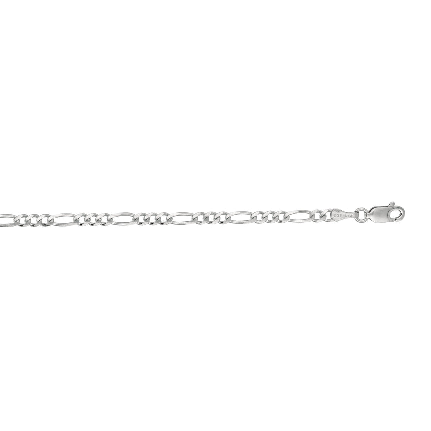 14K Gold 3mm Figaro Chain -White | Lobster