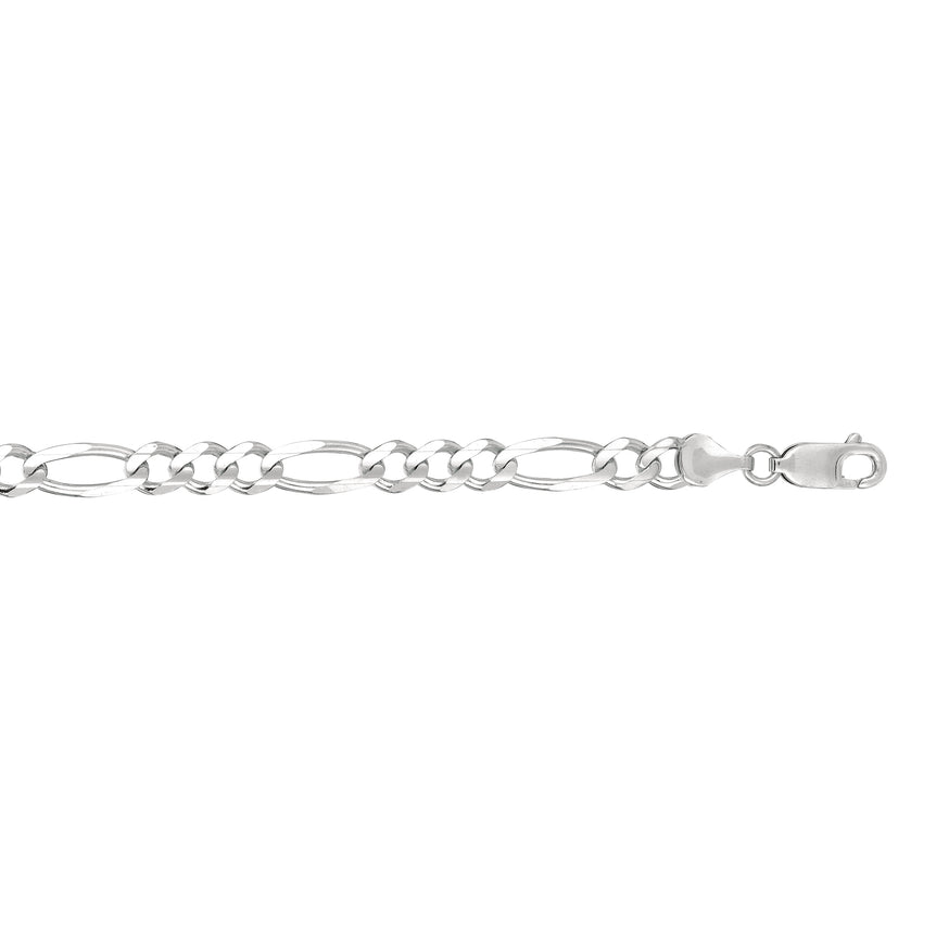14K Gold 6mm Figaro Chain -White | Lobster