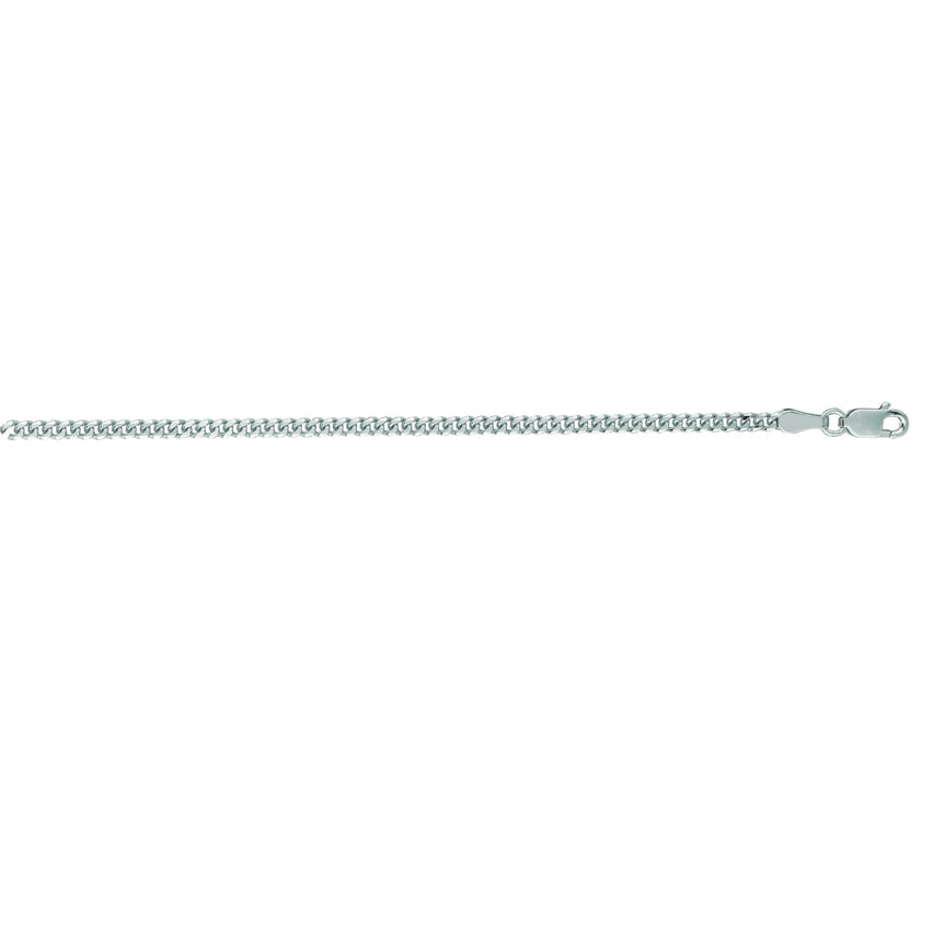 14K Gold 2.2mm Gourmette Chain-White | Lobster