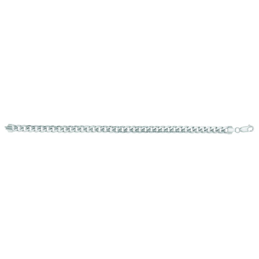 14K Gold 7mm Semi-Solid Miami Cuban -White | Lobster