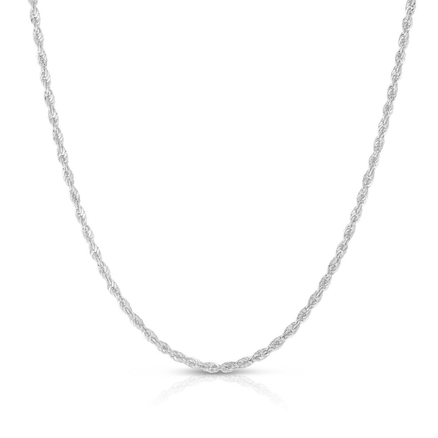 14K Gold 2mm Lite Rope Chain -White | Lobster