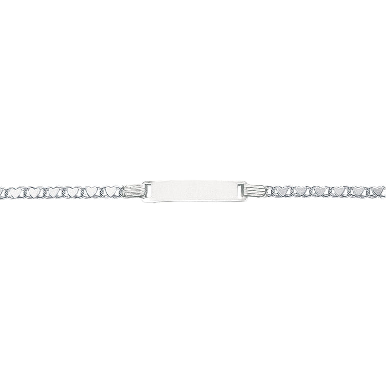 14K Gold Children's Heart ID Bracelet-White | Lobster